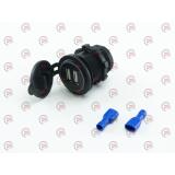 гнездо врезное 2 USB   1A+2,1A, 12-24В, крышка, с подсветкой красной
