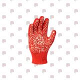 перчатки трикотаж. с ПВХ покрыт., 10 класс  САДОВЫЕ  размер  9, красные, белый рисунок ЦВЕТОК