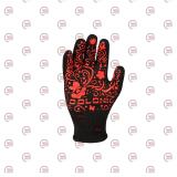 перчатки трикотаж. с ПВХ покрыт., 10 класс  САДОВЫЕ  размер  9, черные, красный рисунок ЦВЕТОК