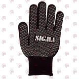 перчатки трикотаж. с ПВХ покрыт., 13 класс  Sigma  размер 8 черные, белая точка