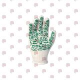 перчатки трикотаж. с ПВХ покрыт., 10 класс  САДОВЫЕ  размер  9, белые, зеленый рисунок ЦВЕТОК
